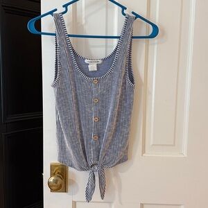 Caution To The Wind Blue and White Striped Tank Top